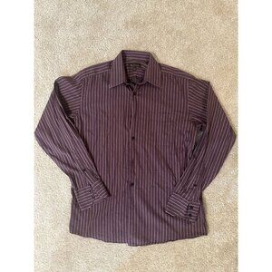 Ben Sherman Mens Brown Stripe Button Down Dress Shirt Size 15 1/2 - 34/35 Size M